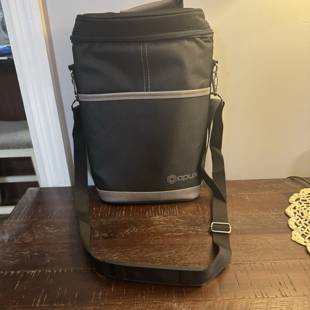 Wine Carrier‎ Tote Bag Insulated 2 Bottle Cooler Carrying Case for Travel (Opux)